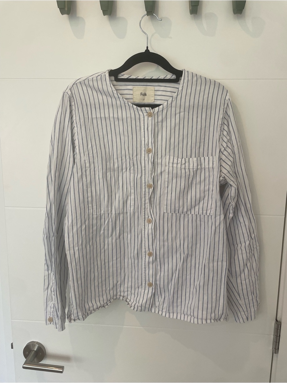Folk Blue & White Stripe Button-Up Shirt